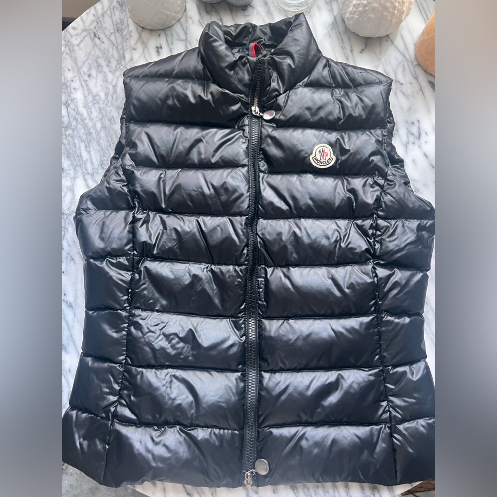 Moncler black down vest size 2